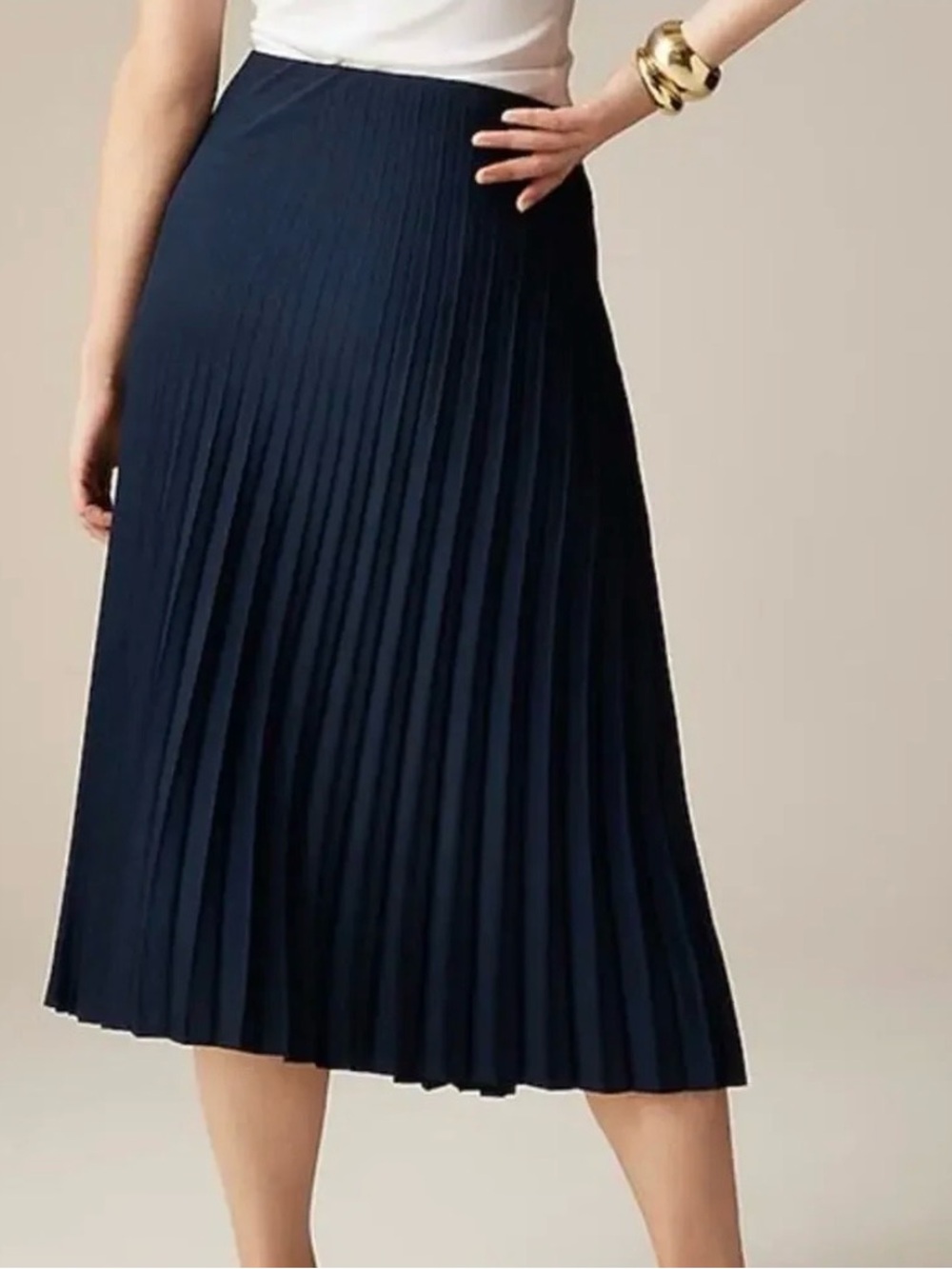 J. Crew Marcia Navy Pleated Midi Skirt, like new, size S